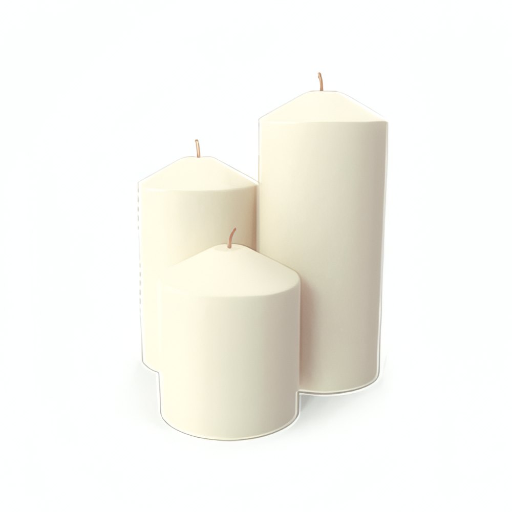 Ghee Pillar Candles, Set Of Three