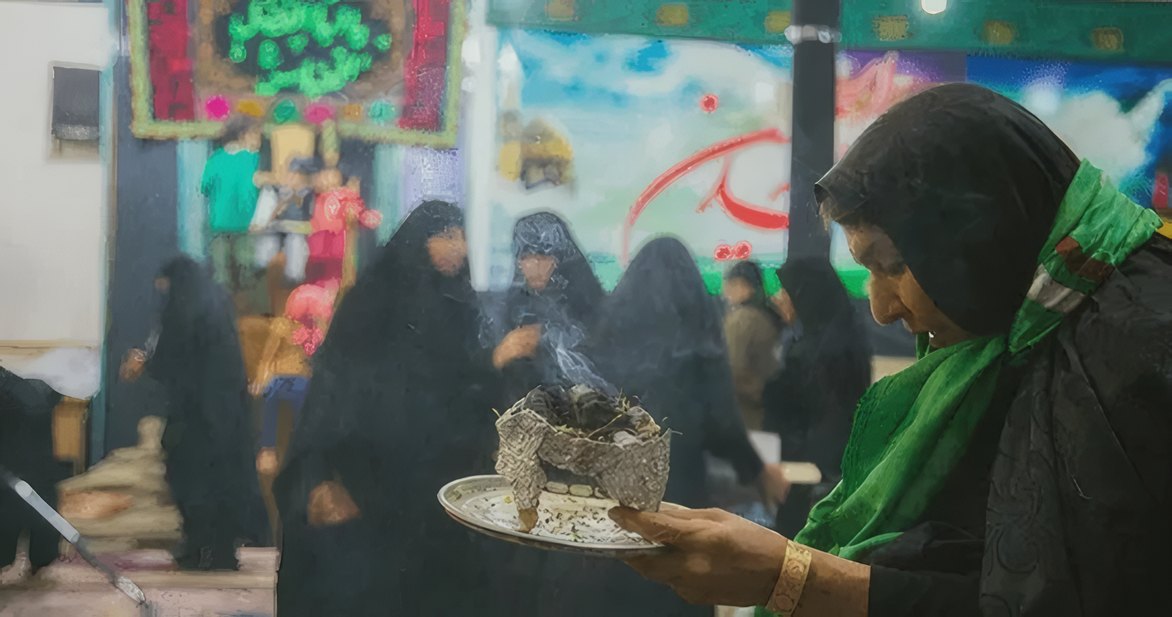 A woman at an evening gathering