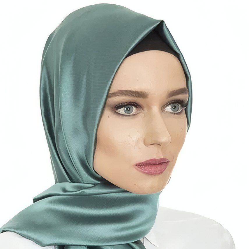 Satin Hijab Sage, front