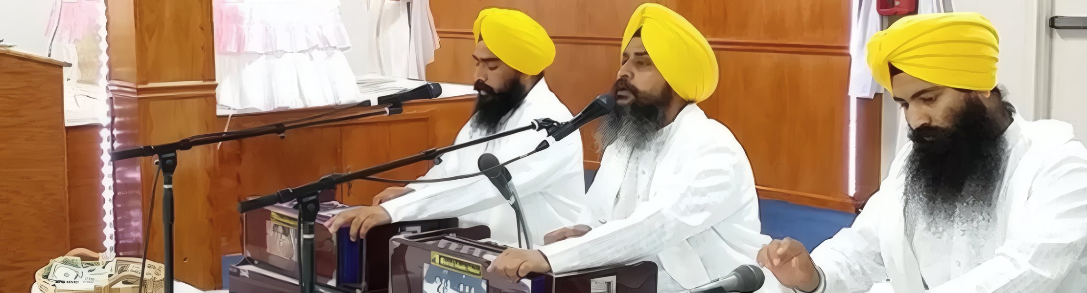 Ragis performing kirtan in the darbar hall