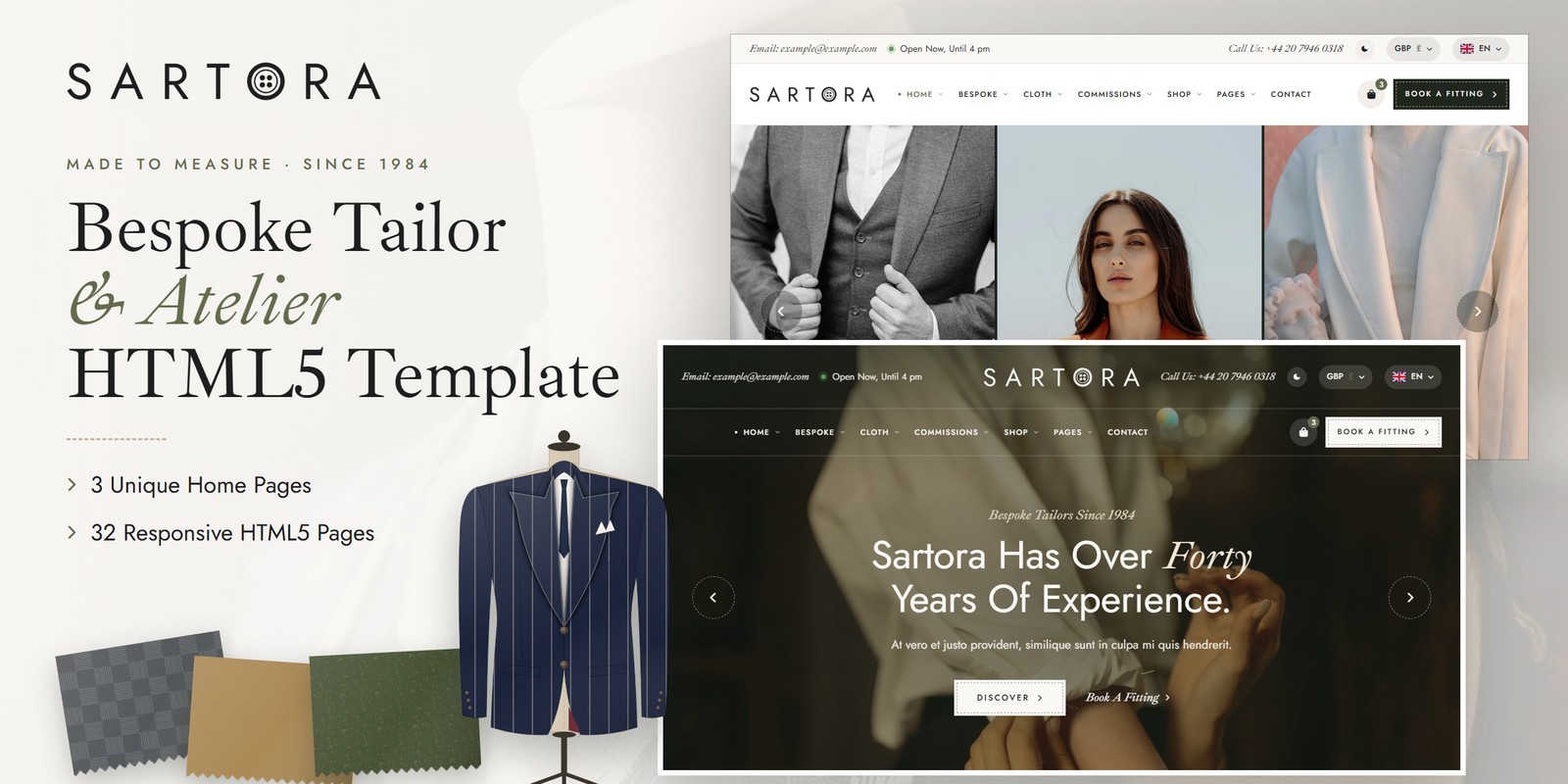 Sartora template home pages