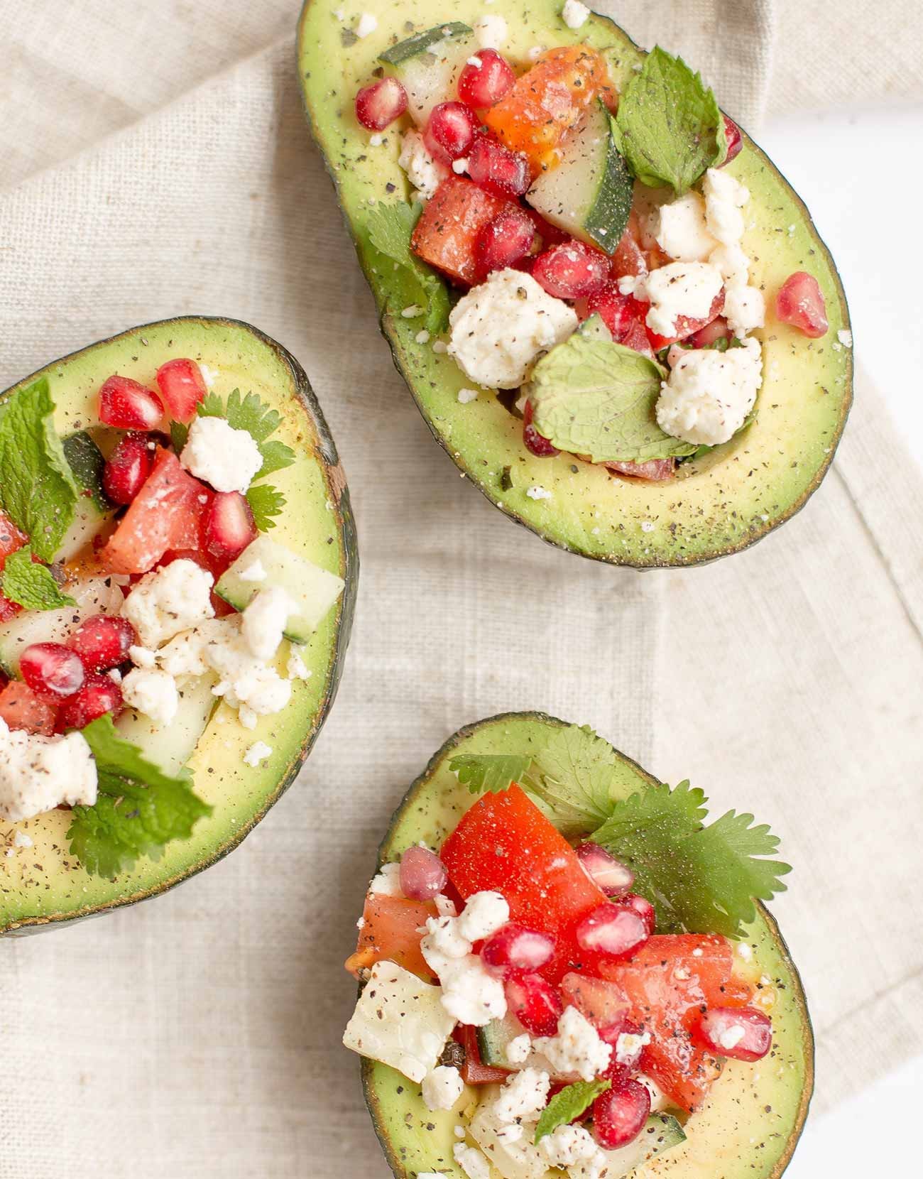 Stuffed Avocado With Feta And Tomato