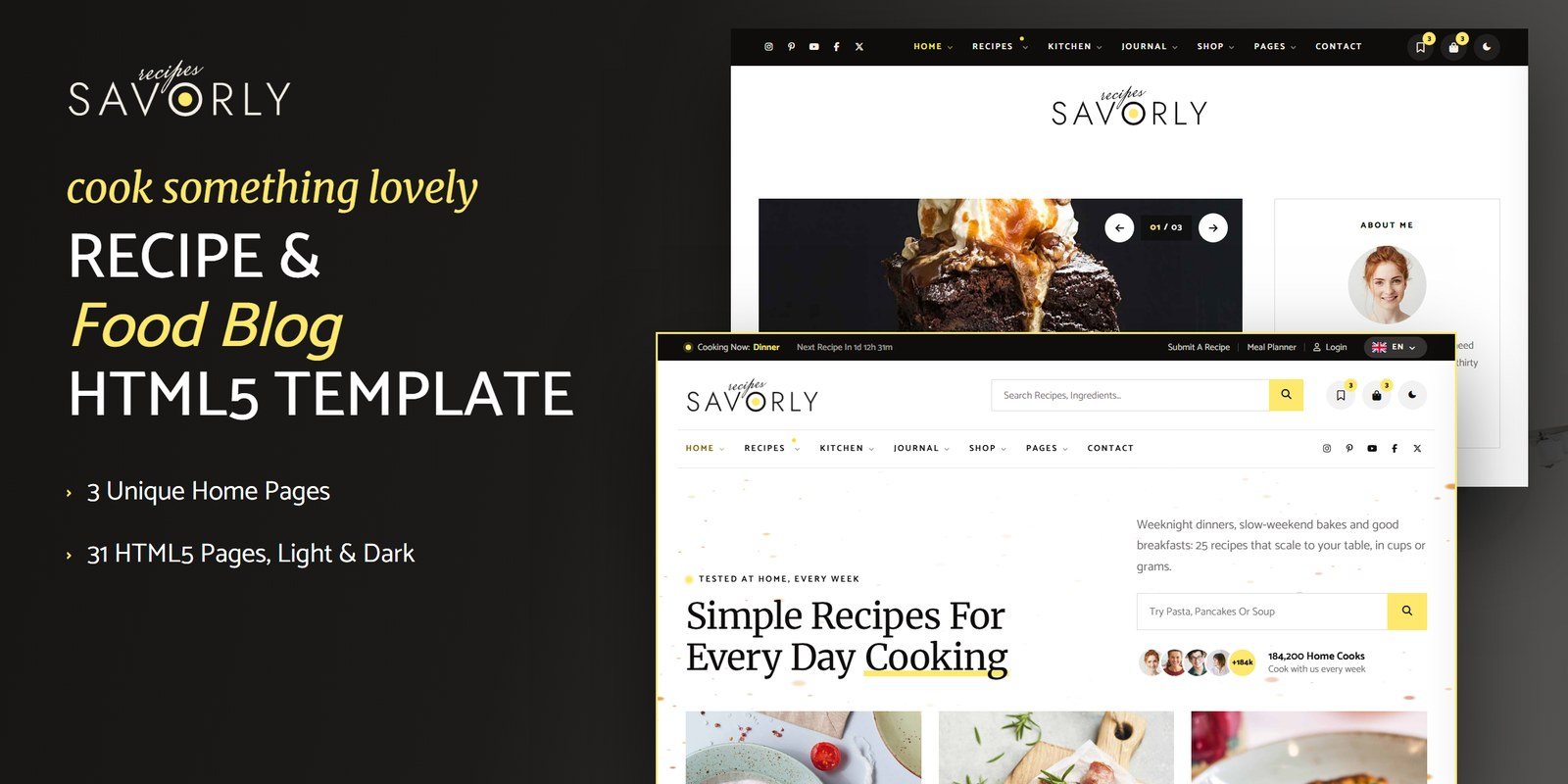 Savorly template home pages