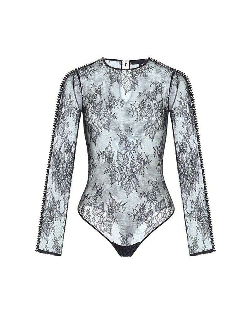 Iris Lace Bodysuit in Black