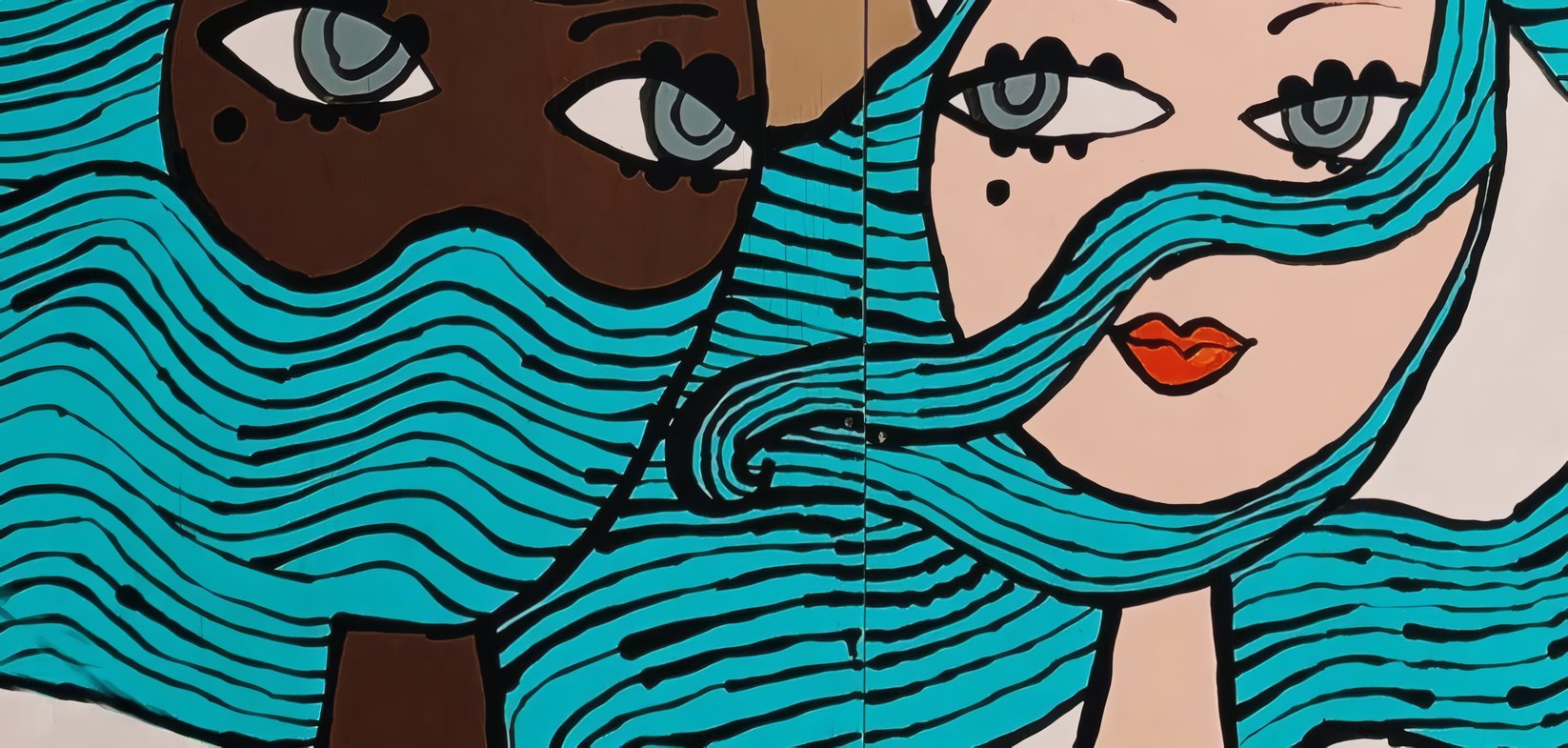 A pop-art drawing of two faces