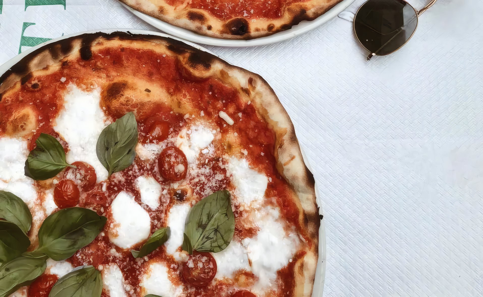 A margherita pie from above