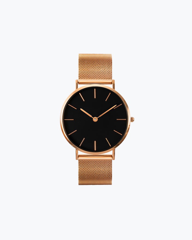 Hora Mesh Watch, Black Dial