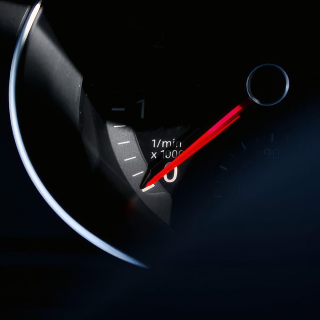 A rev counter at night