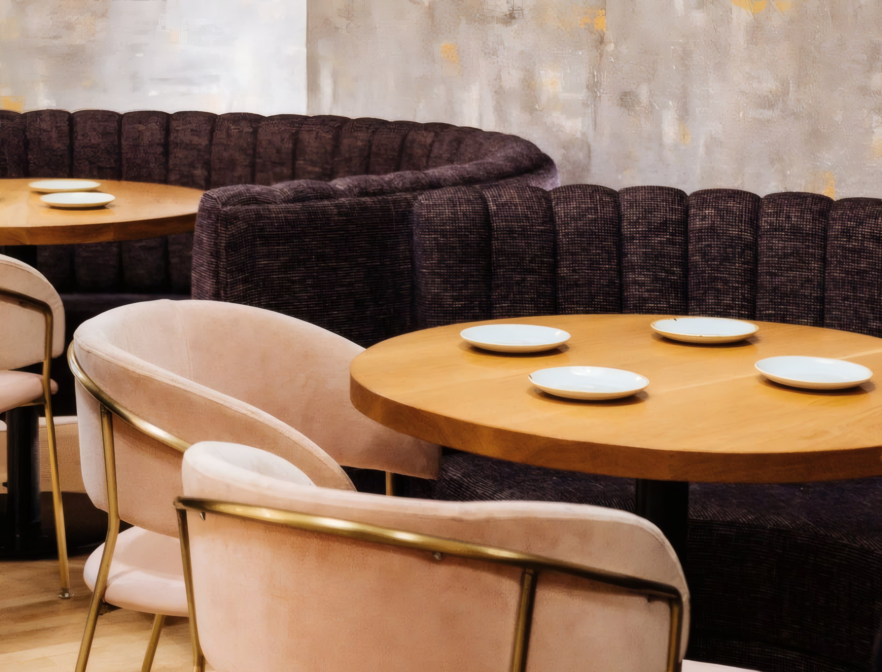 The salon with velvet chairs