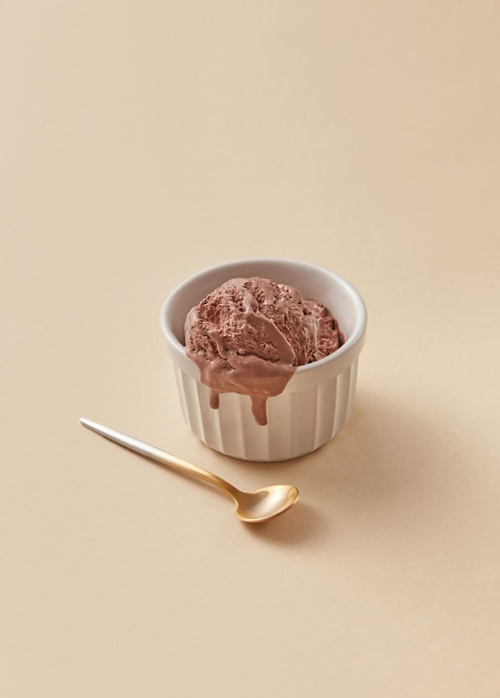 Chocolate cream in a white ramekin
