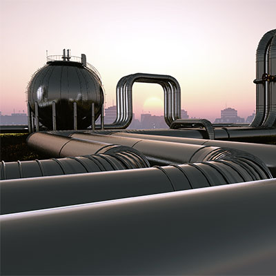 Pipework at a processing plant