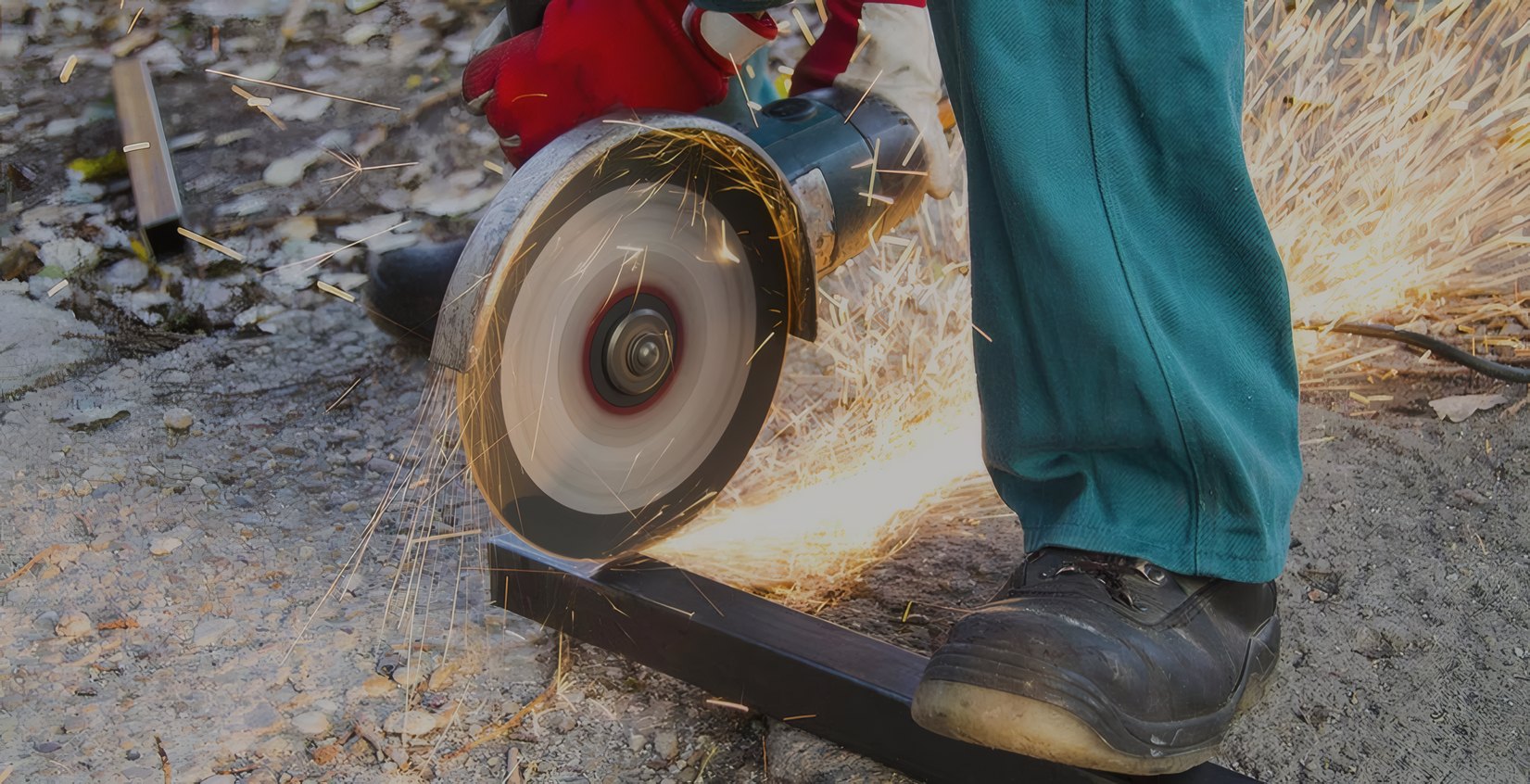 A cut-off saw throwing sparks