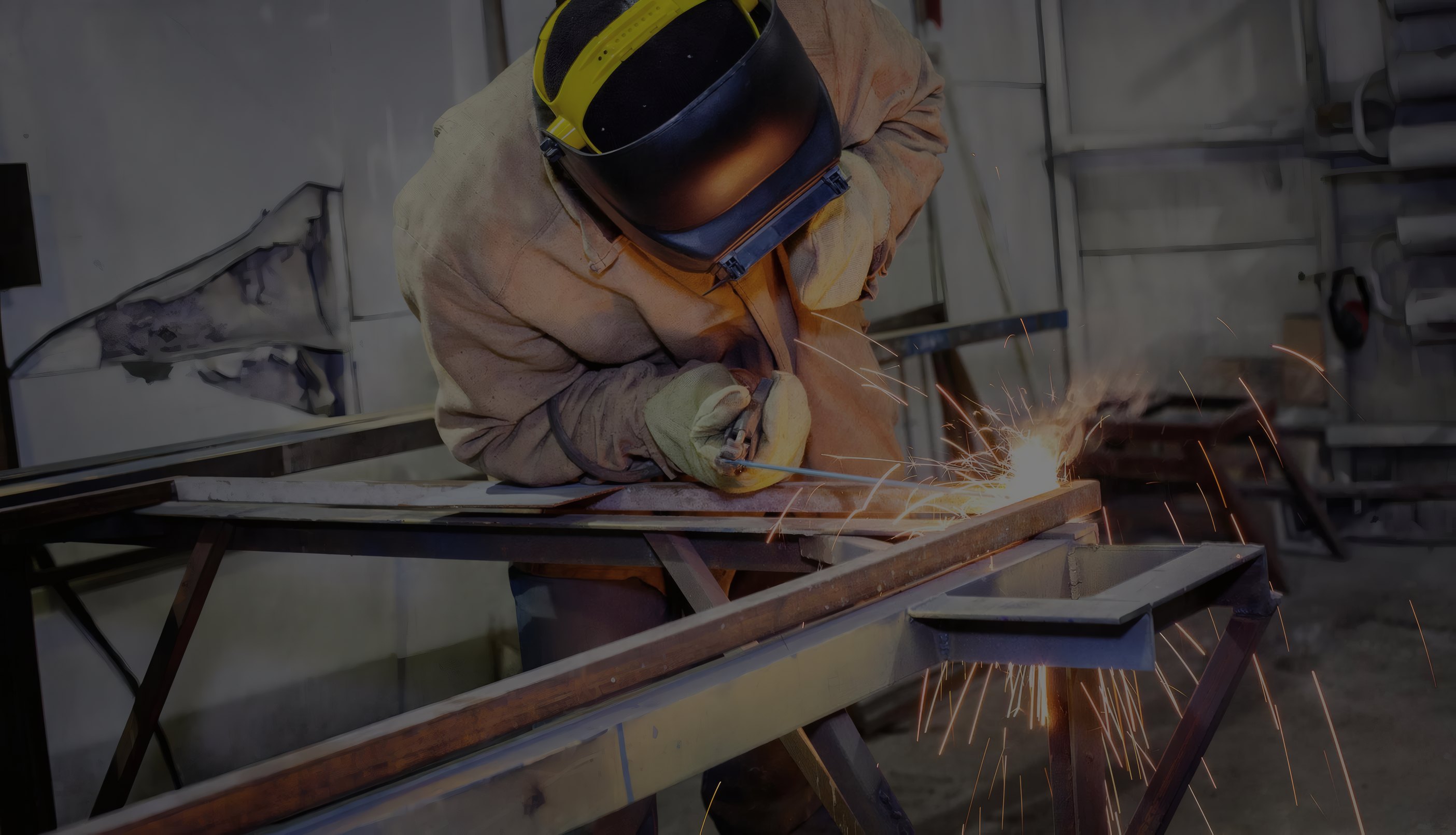 A welder at work in a Vantora fabrication plant