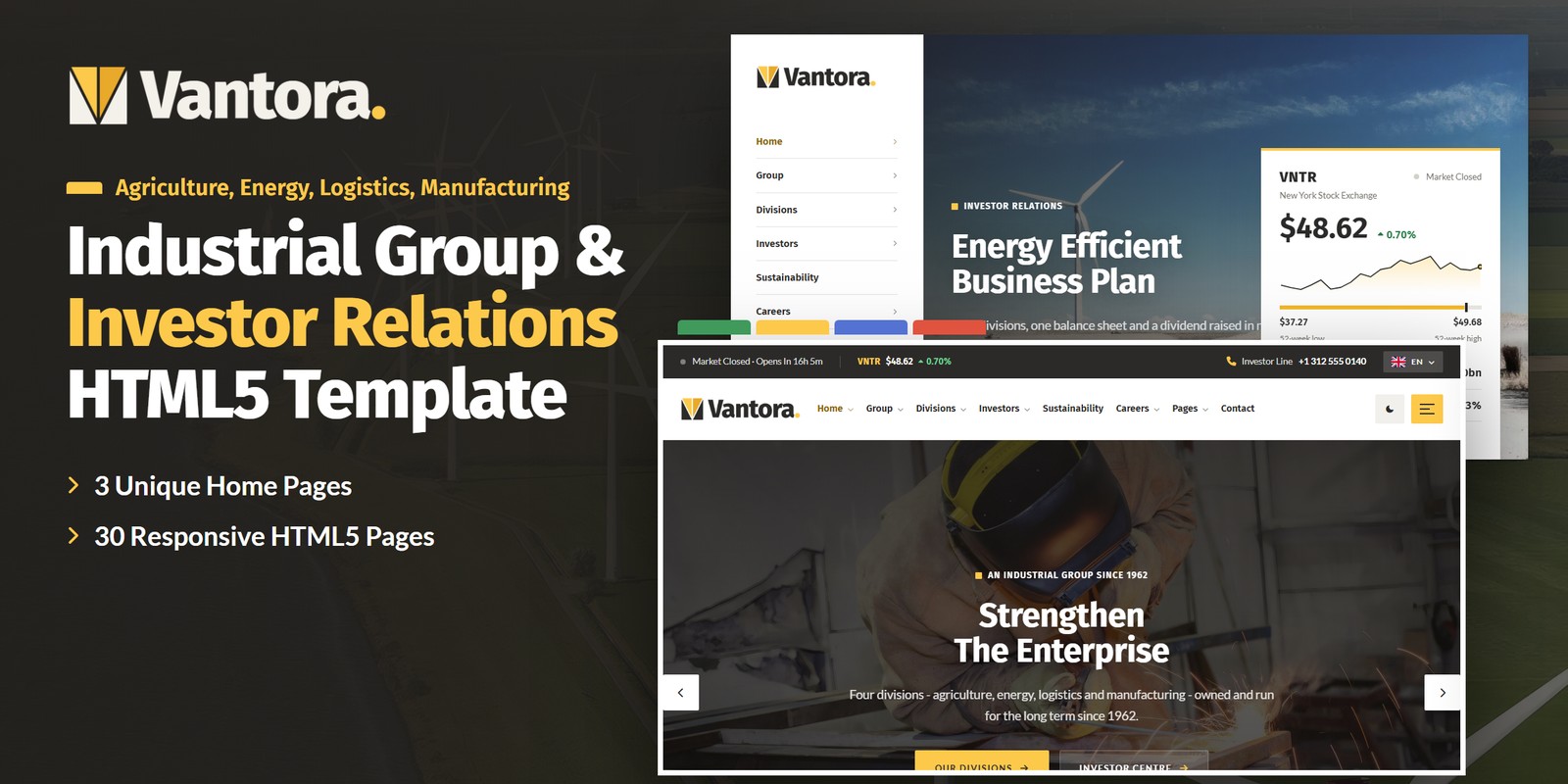 Vantora template home pages