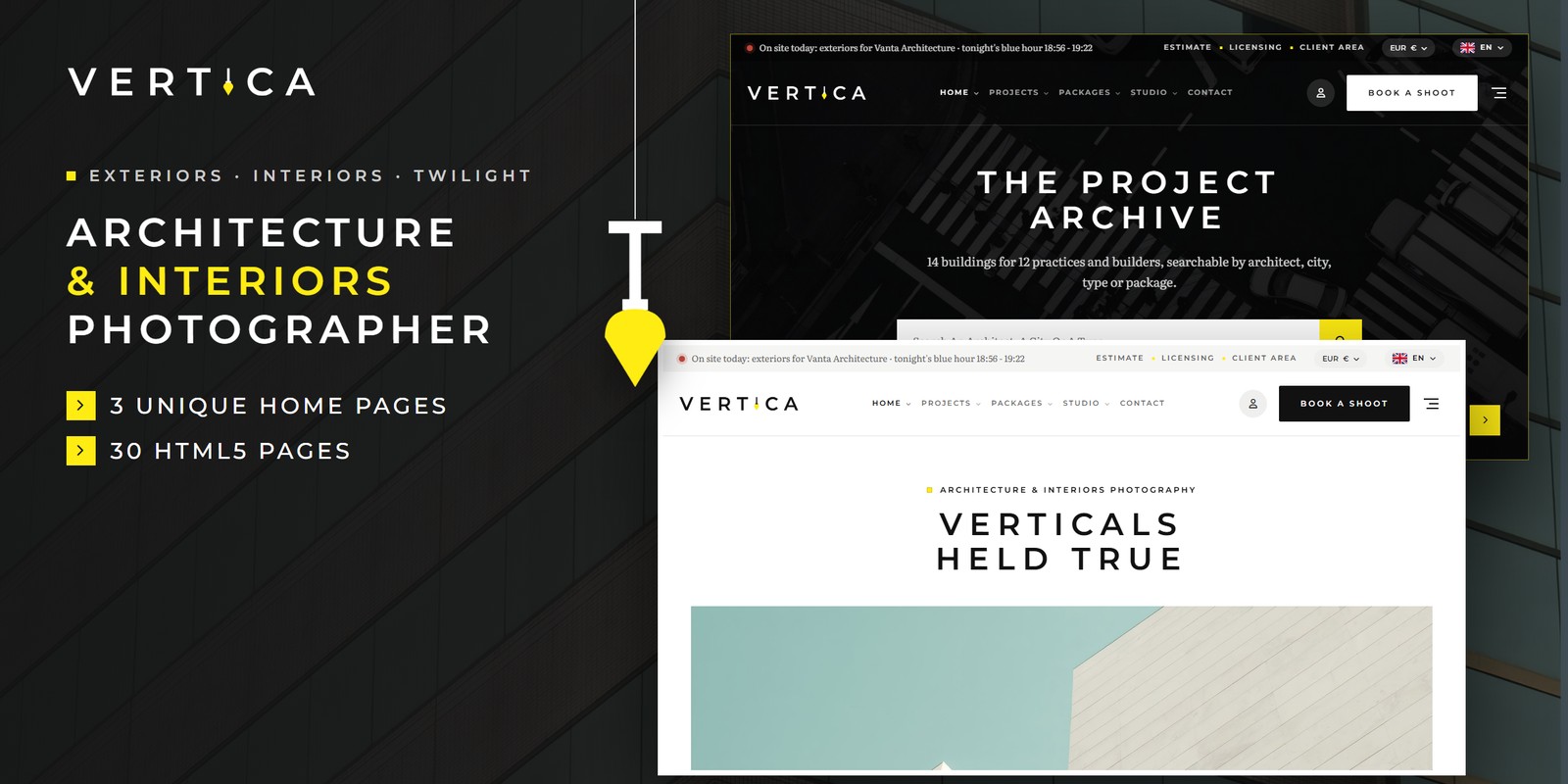 Vertica template home pages