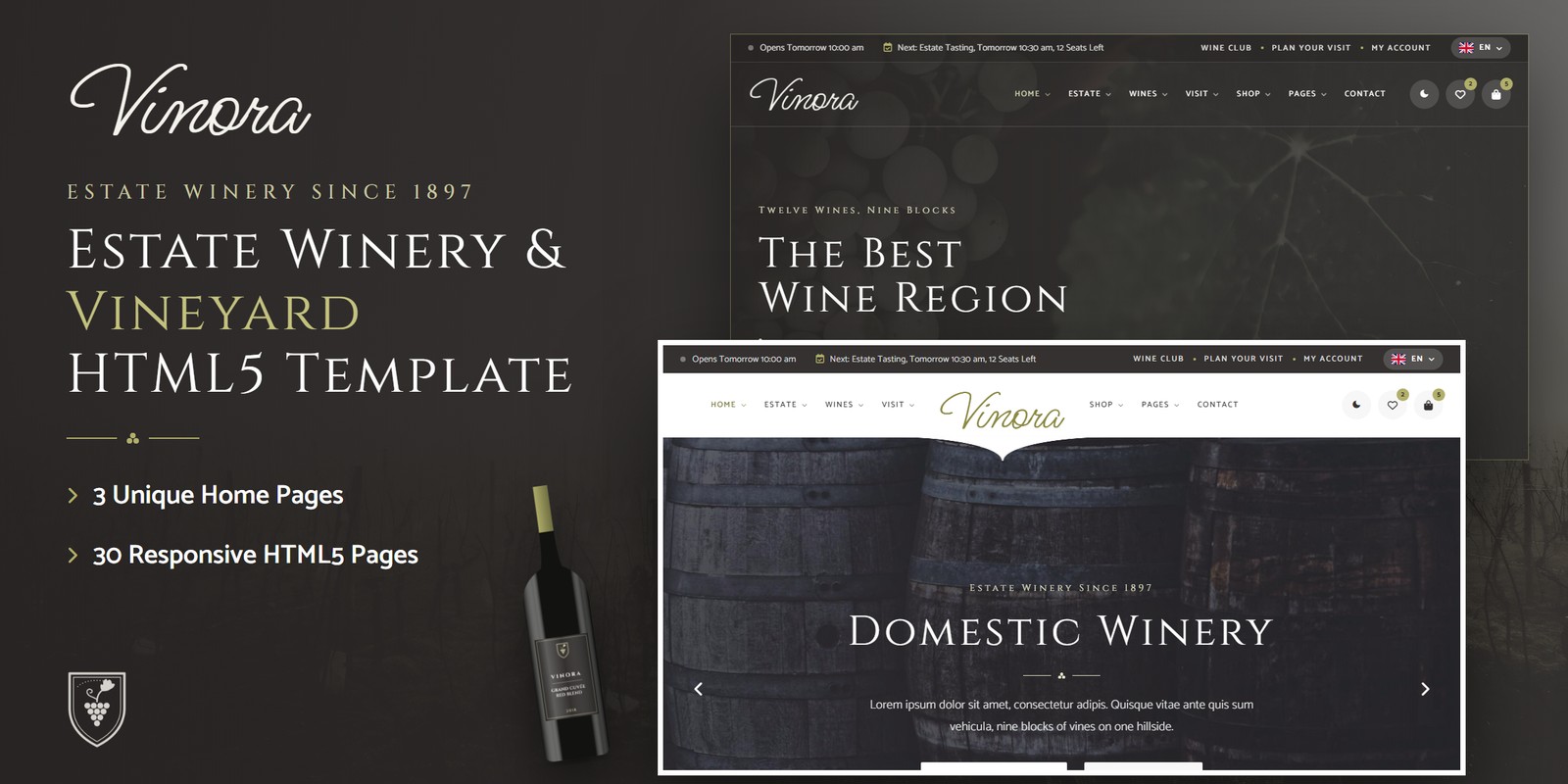 Vinora template home pages