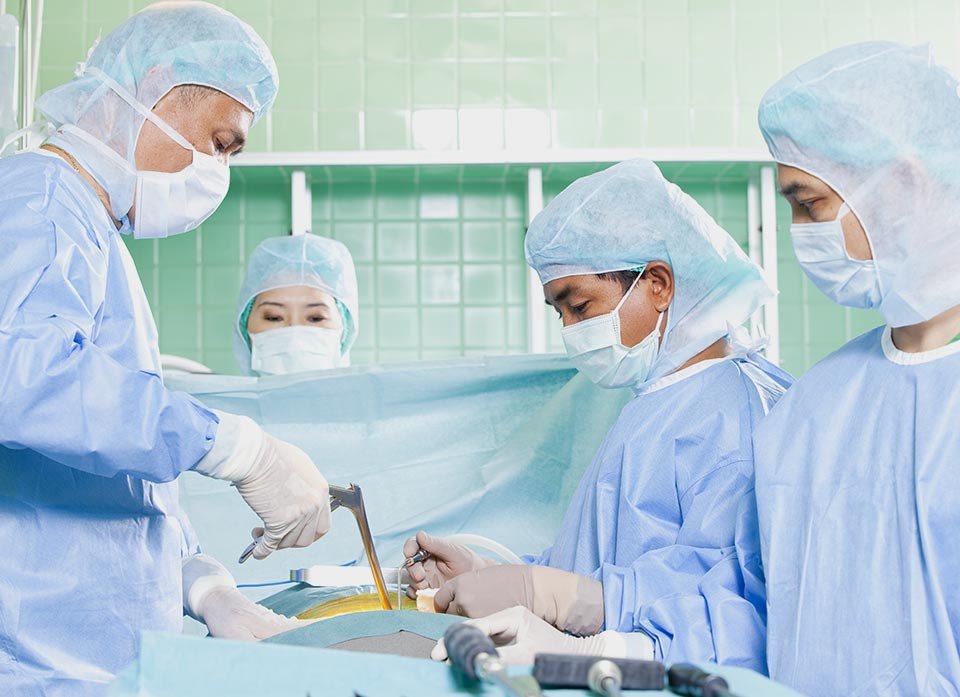 A surgical team at work