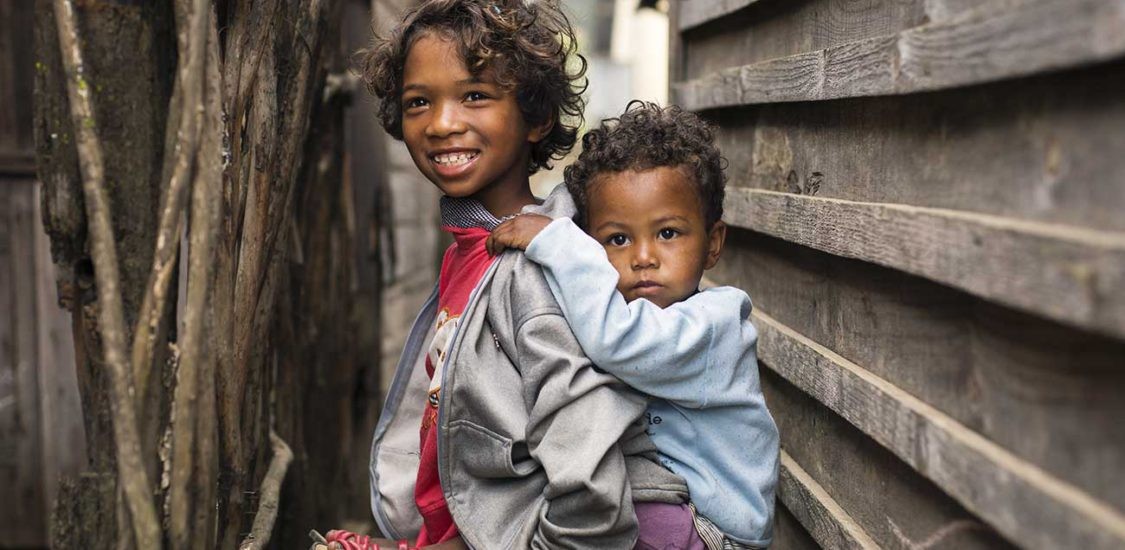 Two children at the new well