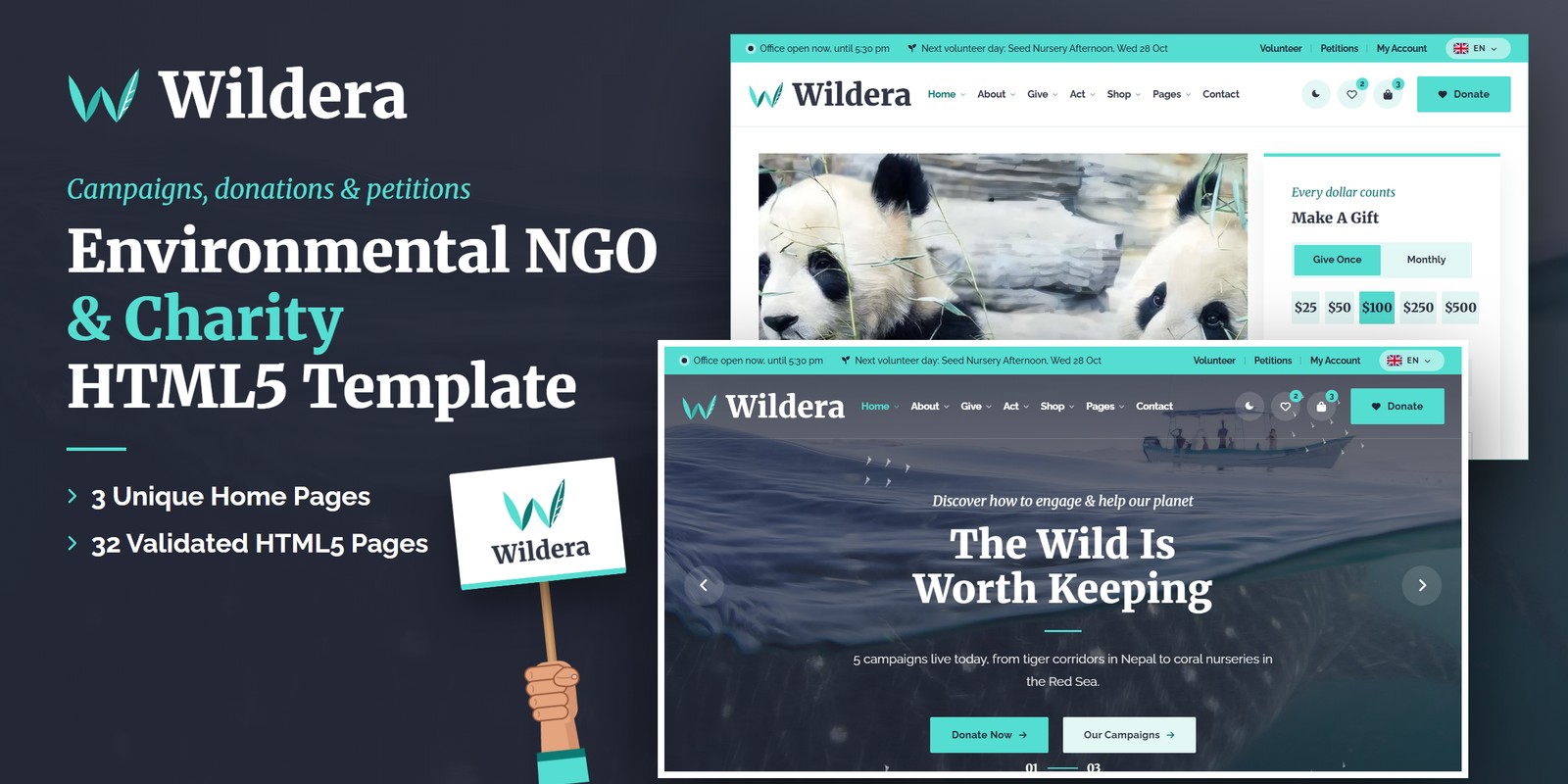 Wildera template home pages