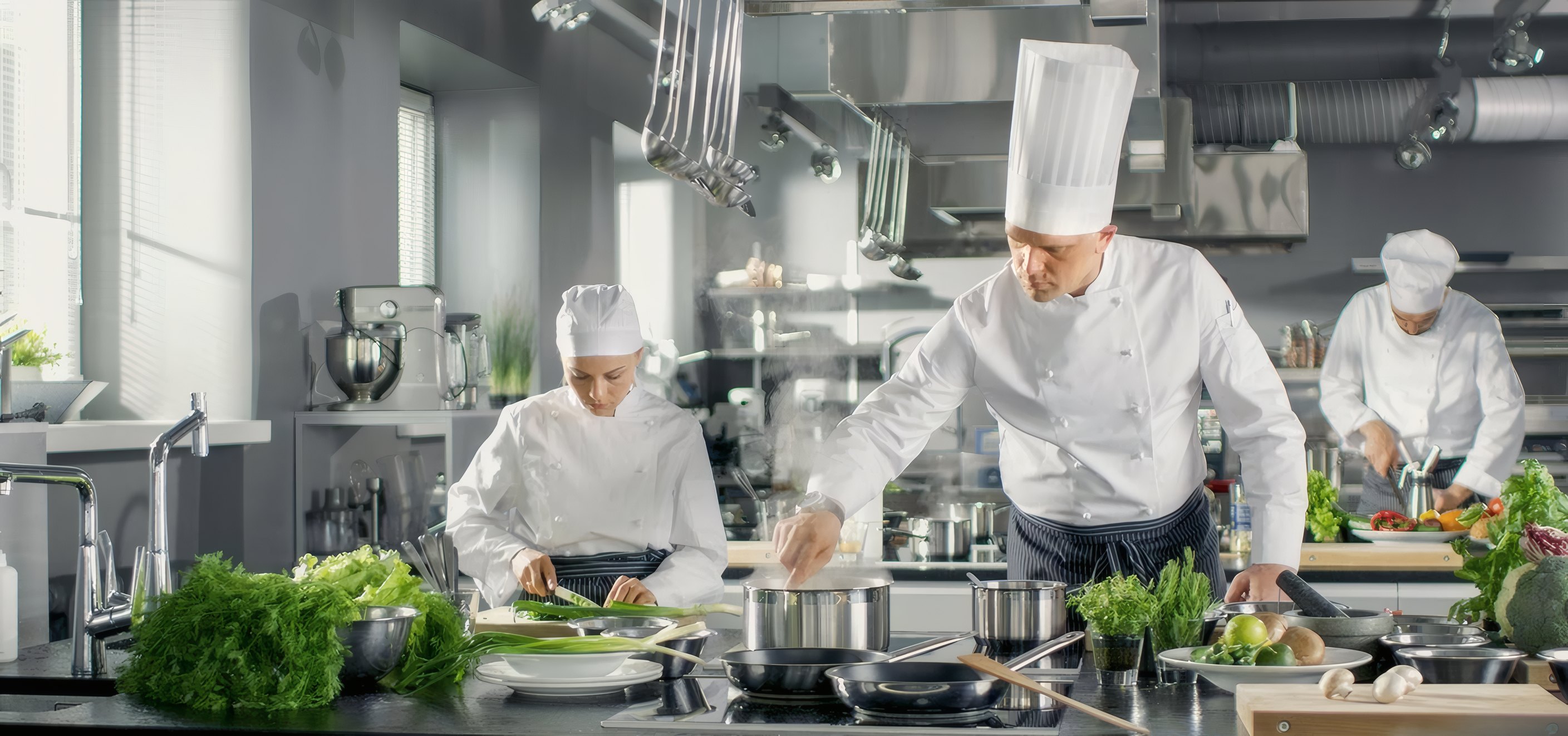 The brigade at work in the kitchen