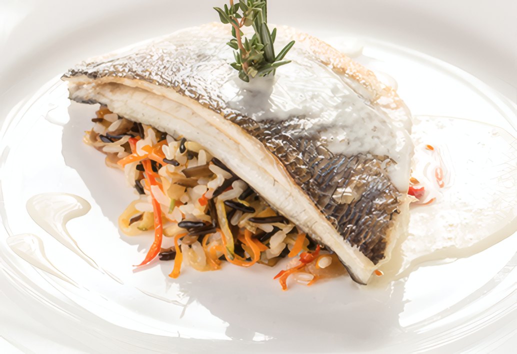 Sea Bass, Saffron Vegetables
