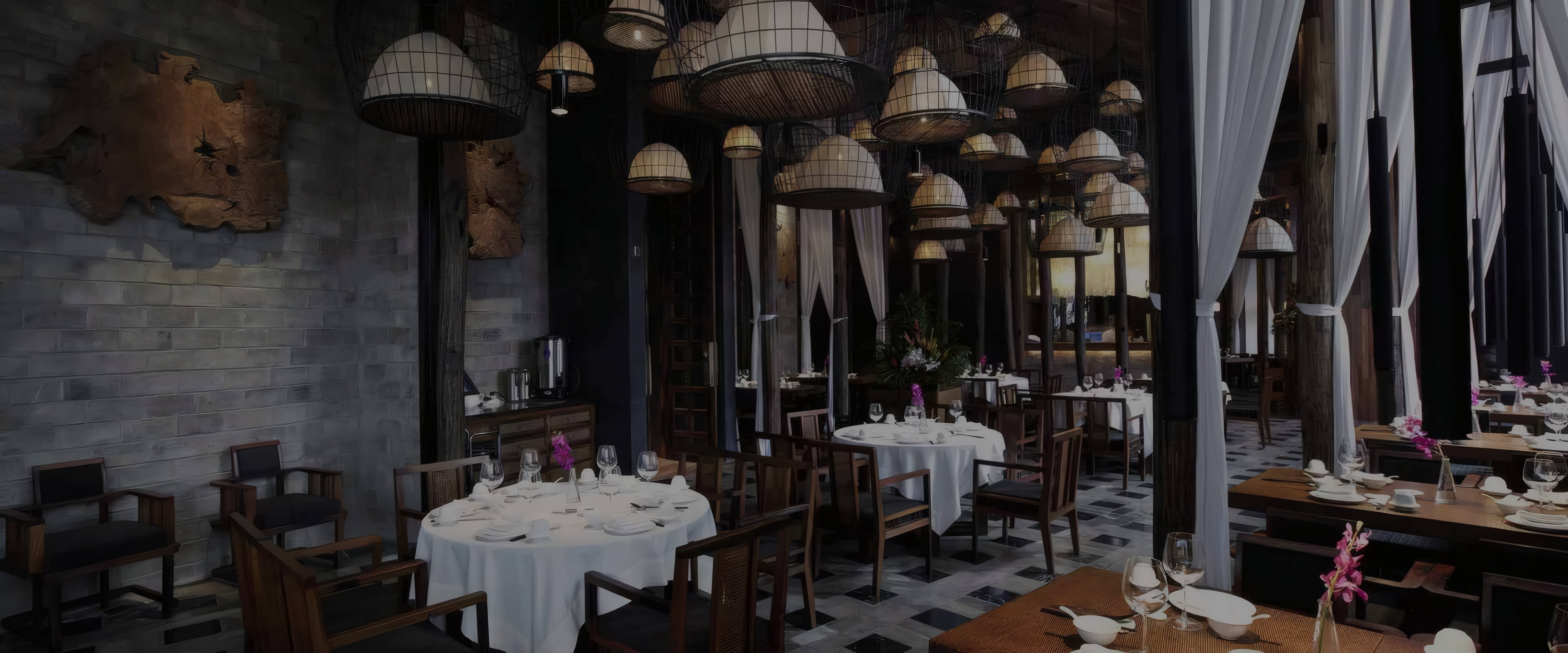The dining room laid for lunch