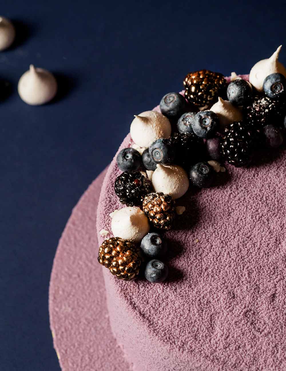 A velvet entremet with blackberries