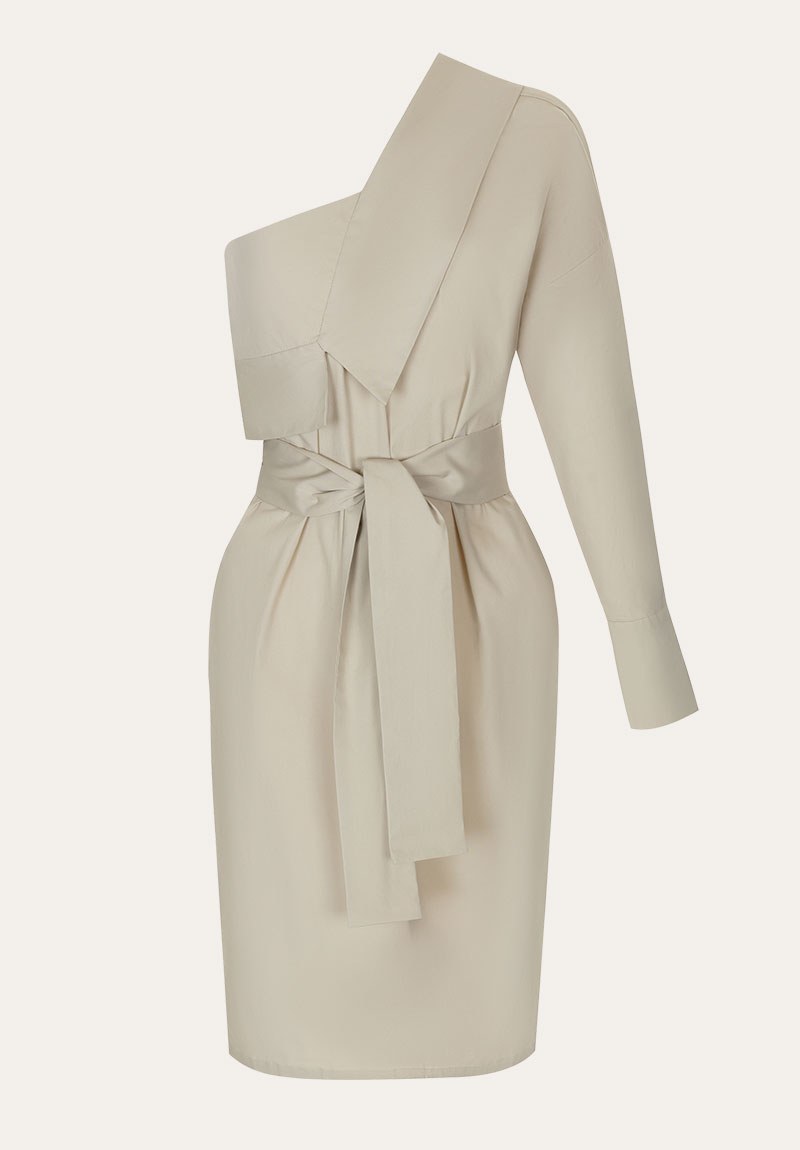 One-Shoulder Belted Dress
