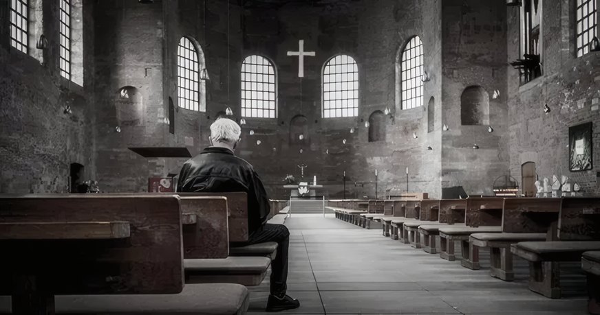 The church doors open for Sunday worship