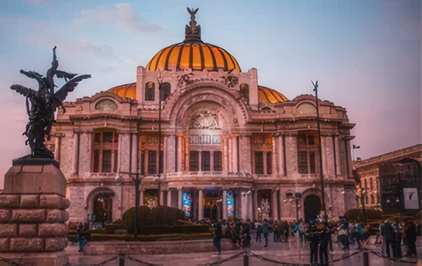 A cathedral square at dusk