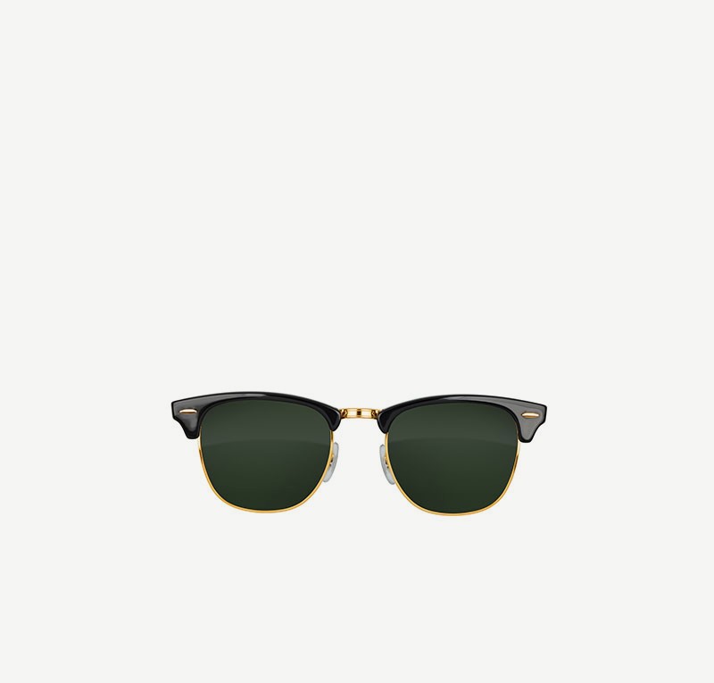 Browline Sunglasses, Black & Gold