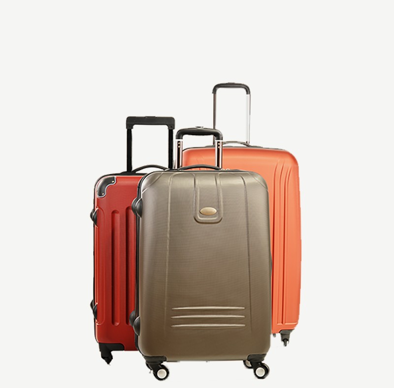 Three-Piece Luggage Set, Bronze & Coral