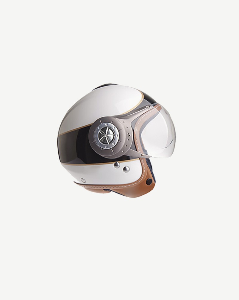 Open Face Helmet, Pearl & Tan