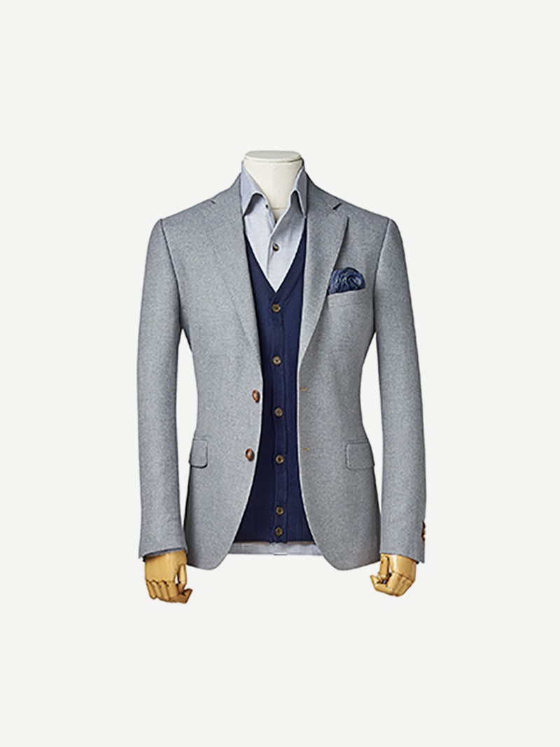 Textured Three-Piece Suit, Mid Grey