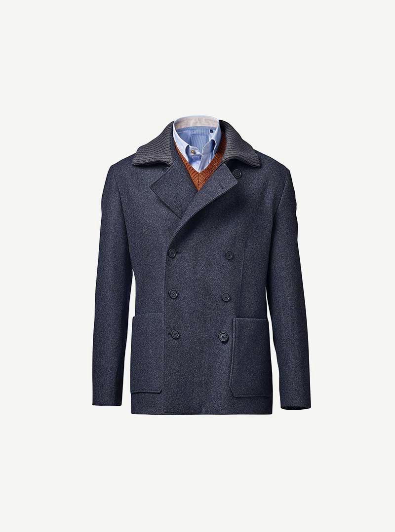 Lined Wool-Blend Overcoat, Navy