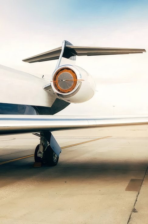 The engine and tail of a heavy jet