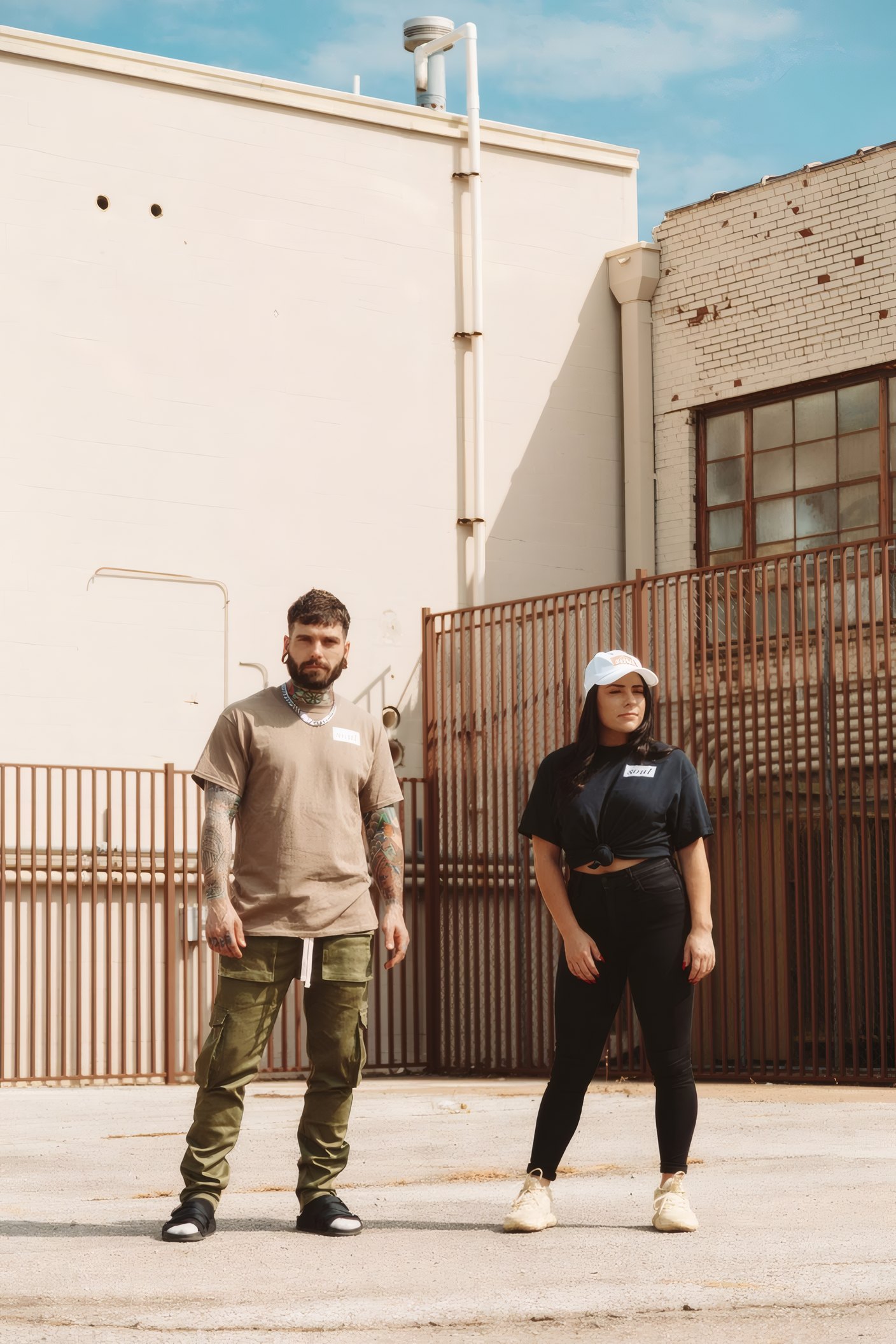 Two friends outside the store on drop day