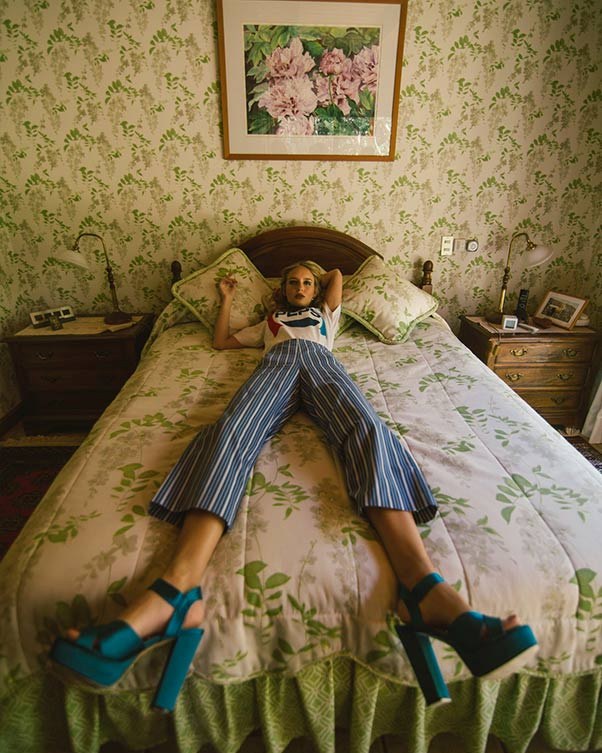 Pinstripe Wide-Leg Trousers