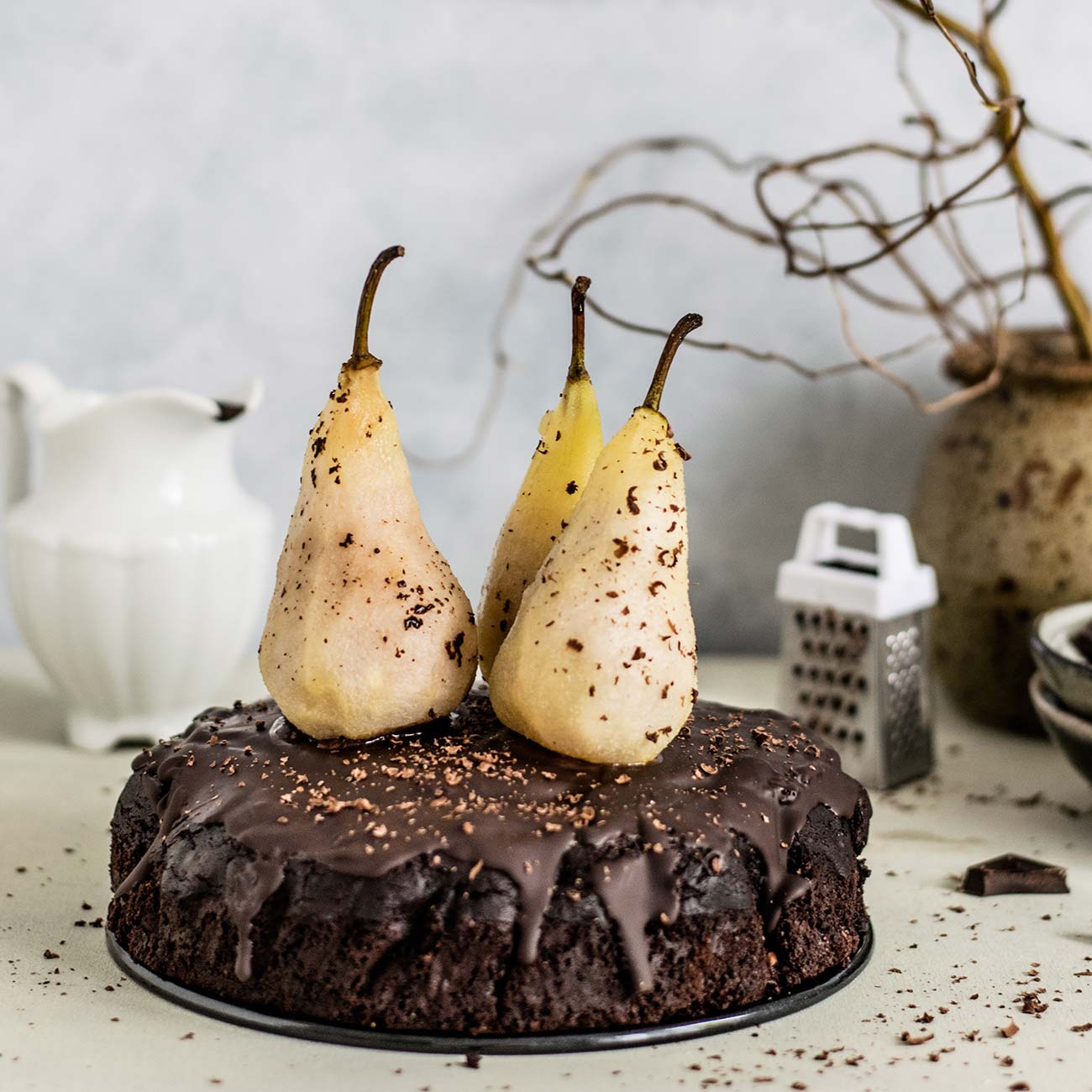 A pear and chocolate cake