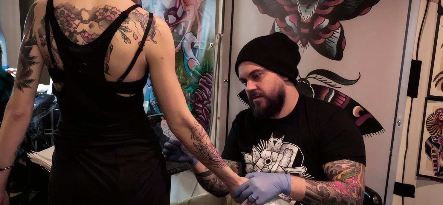 An artist at work in the studio