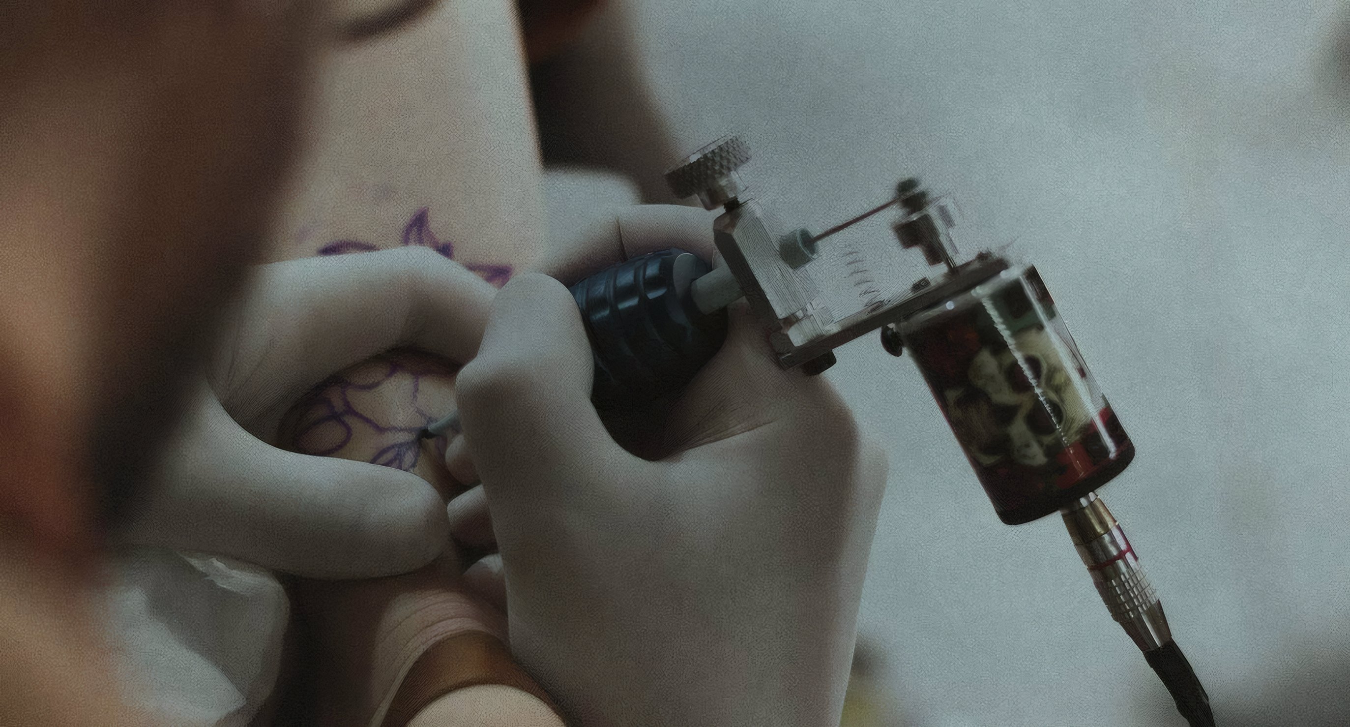 A design being lined by hand