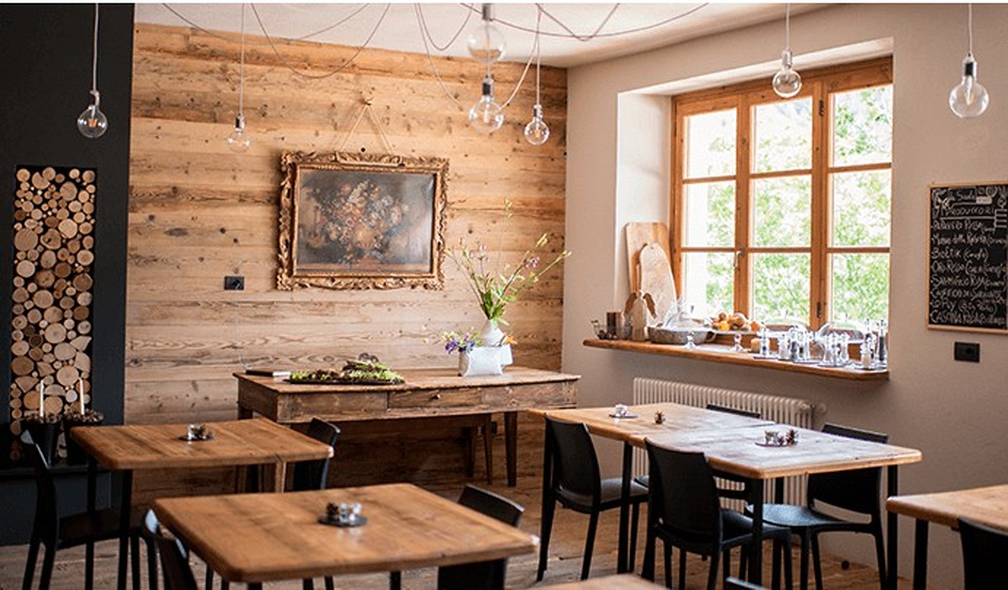 The bakery's wooden dining room