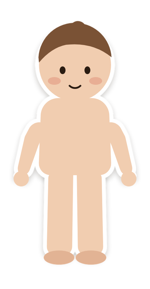 A paper doll of a baby, cut from card