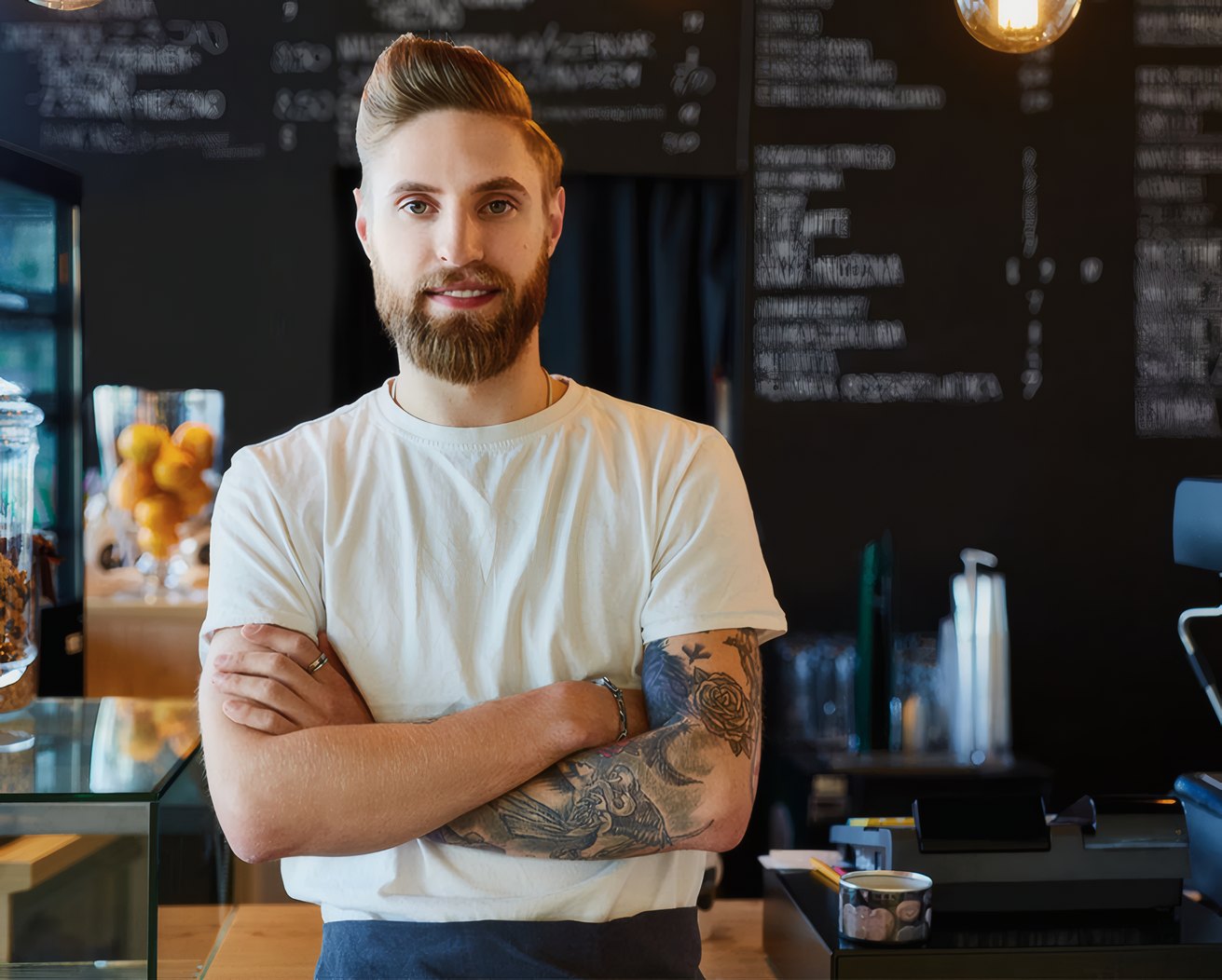 Liam, our head barista, at the Old Town bar