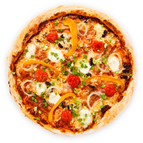 Primavera pizza from above