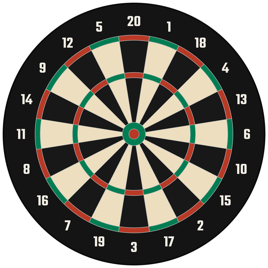 A dartboard with three darts in the treble twenty