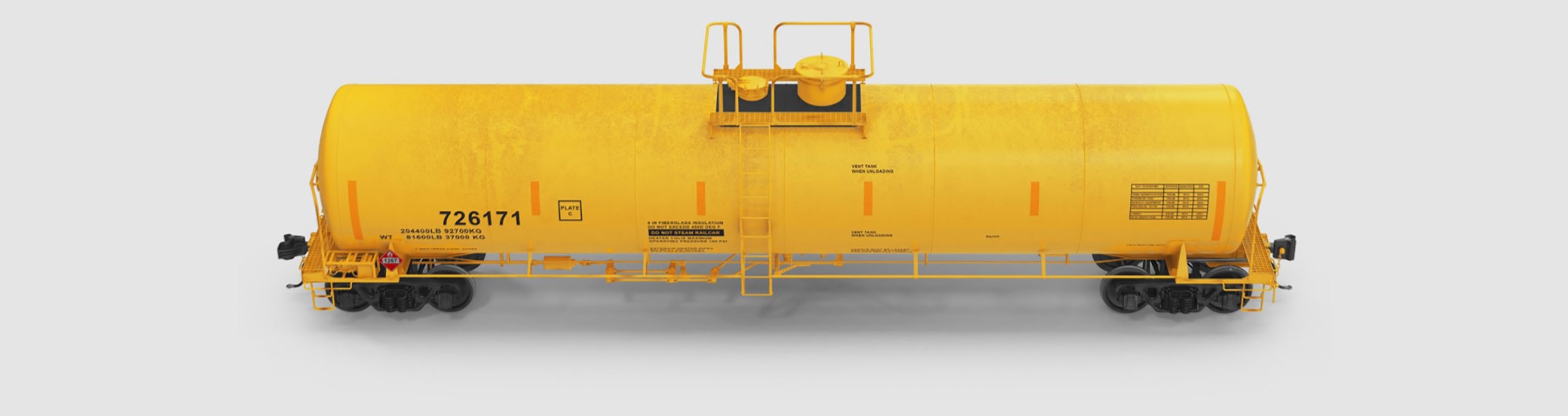 A yellow rail tank wagon
