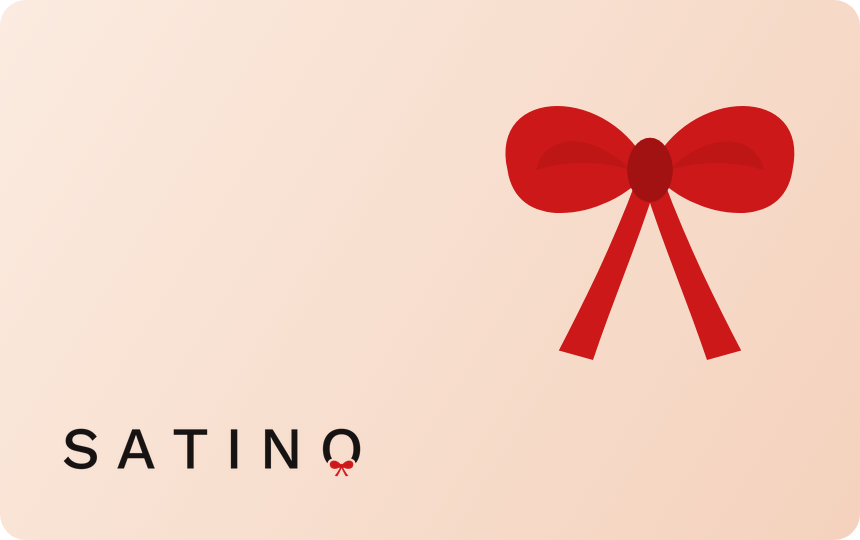 The Satino gift card in its blush bow design