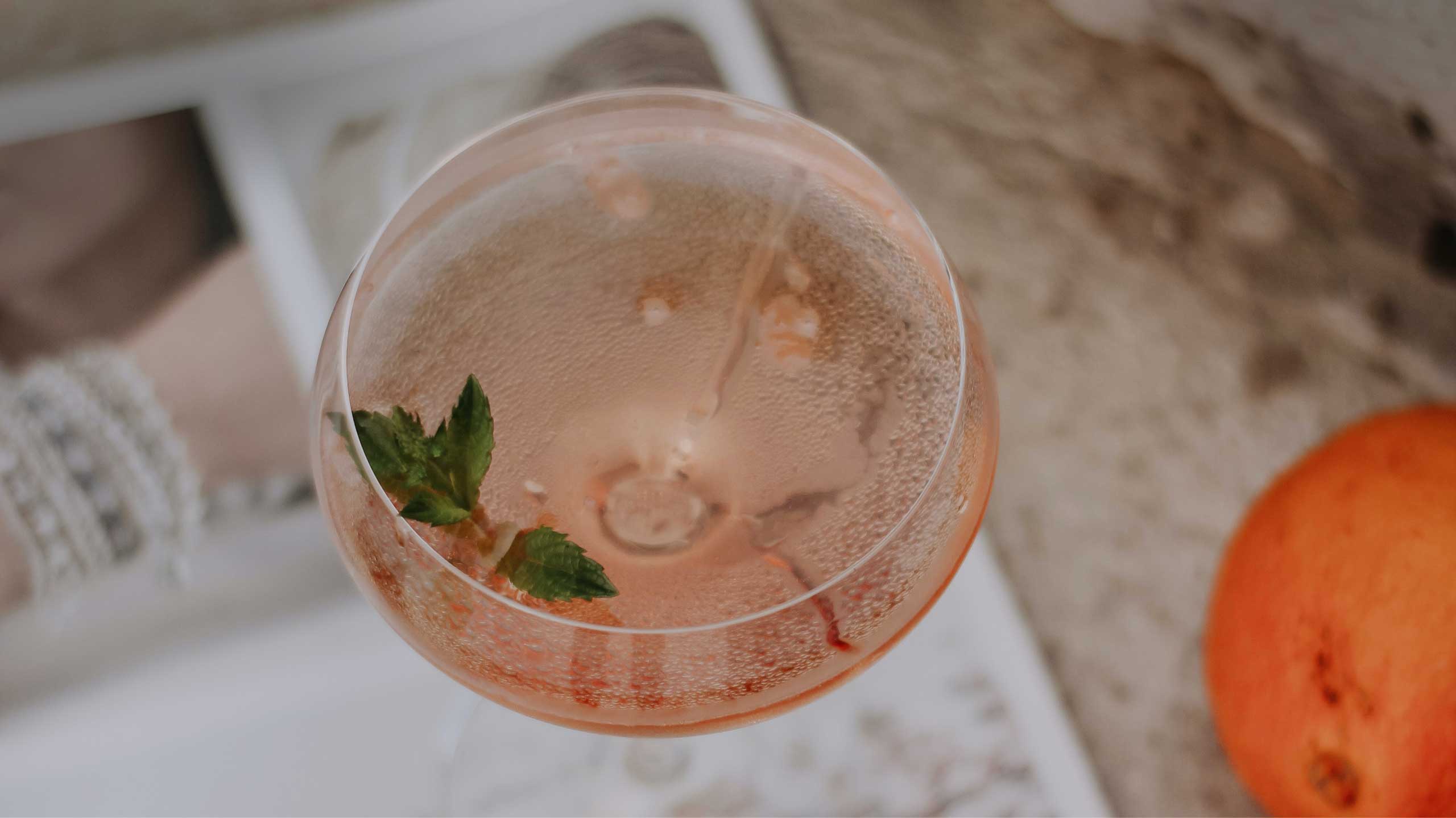A glass of rosé at the start of the evening