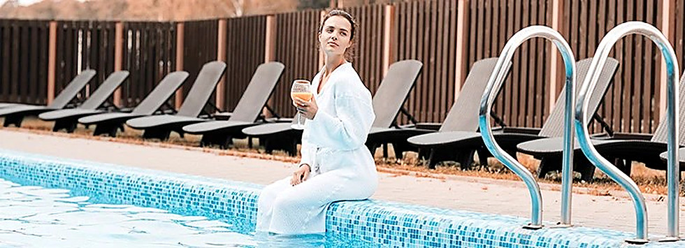 Sun loungers along the racer pool
